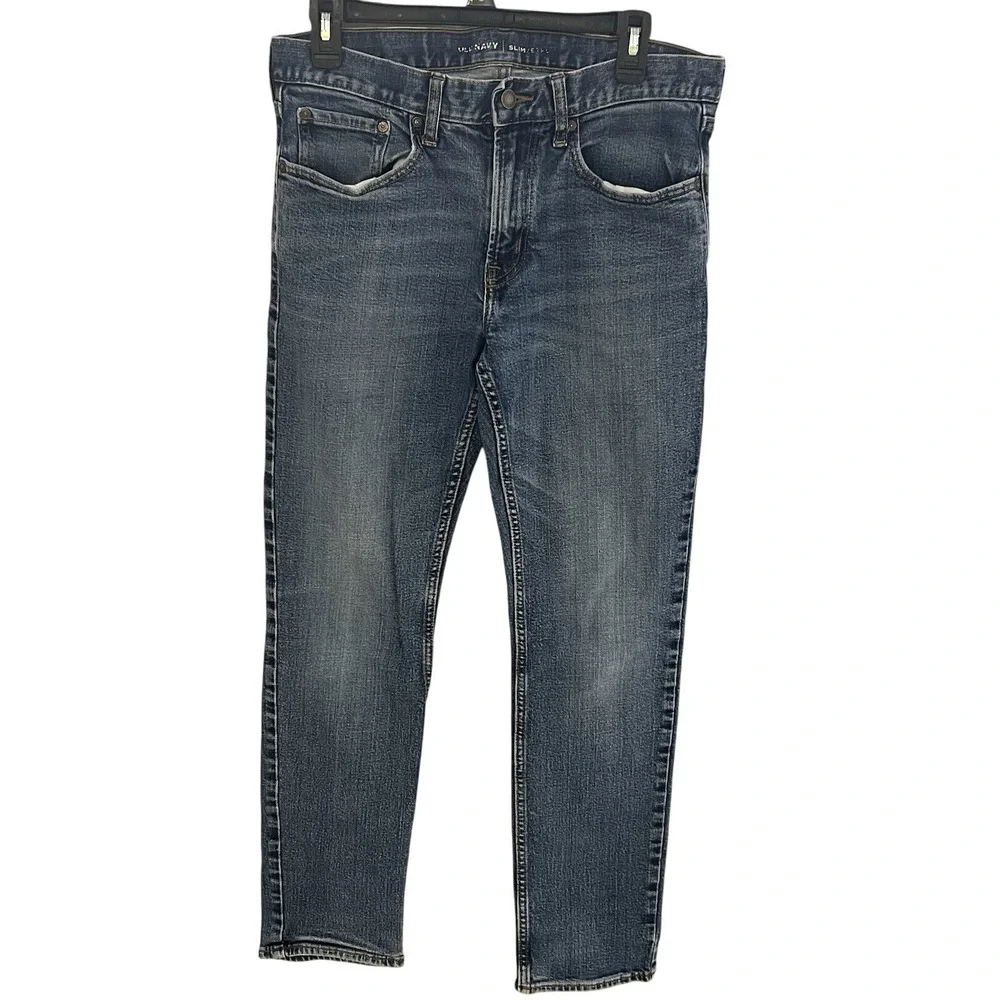 OLD NAVY Men's Distressed Blue Jeans Denim Straight Leg Size 32X32
